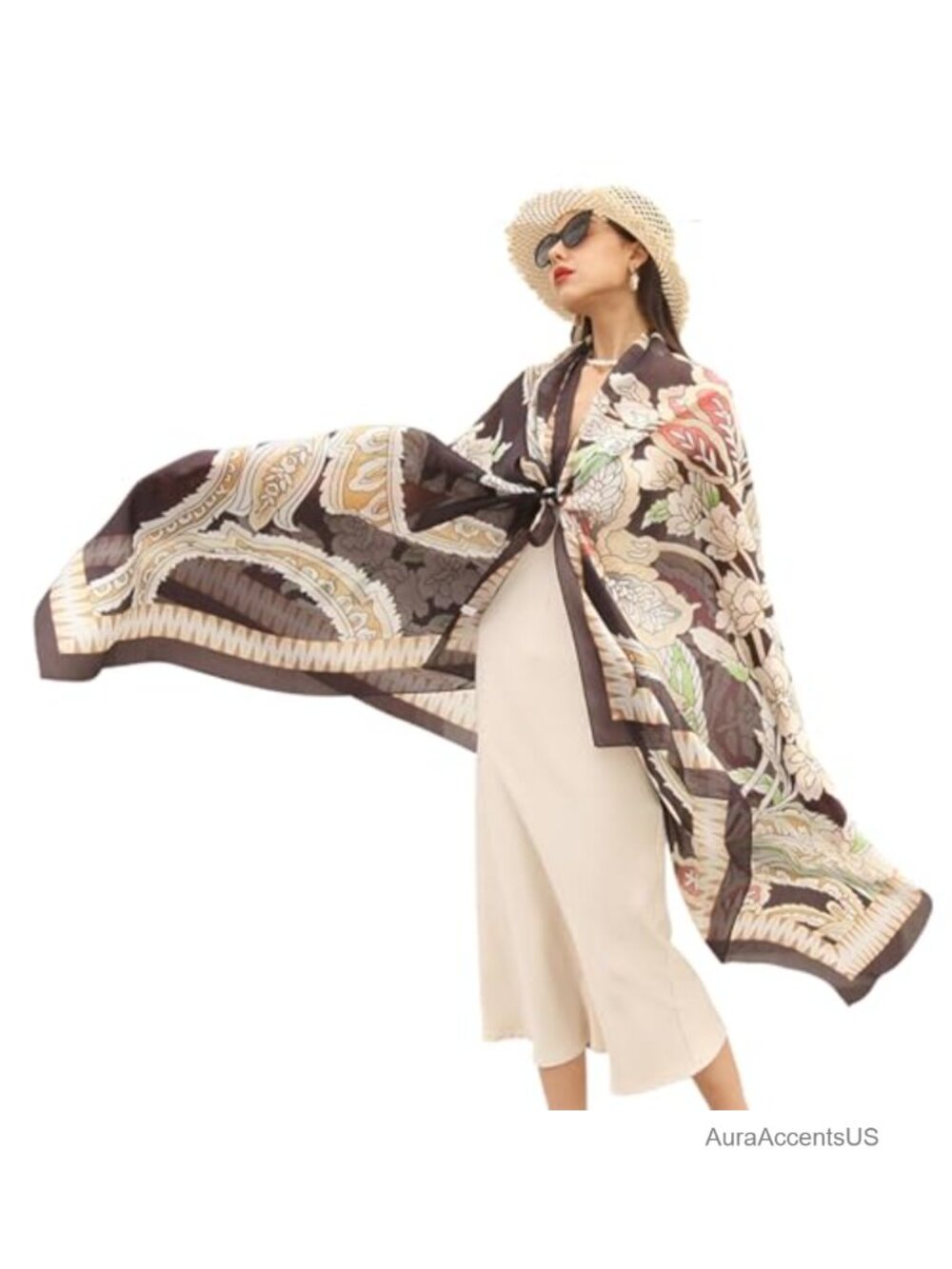 100% Mulberry Silk Pashmina Shawl for Women, 90x43 Wrap, Lightweight, Luxury